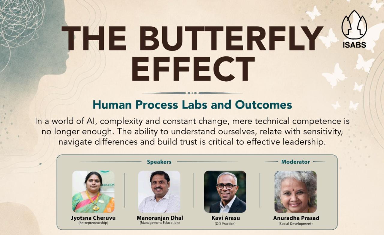 ISABS Butterfly Effect panel banner with speakers on human process labs
